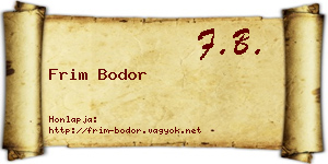 Frim Bodor névjegykártya